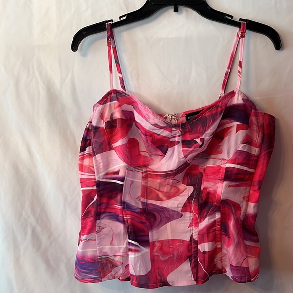Pink Marble Structure Corset Top Size 14 - Picture 1 of 4